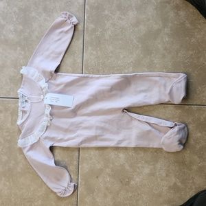 B.S. pink/mauve colored footsie with white lace